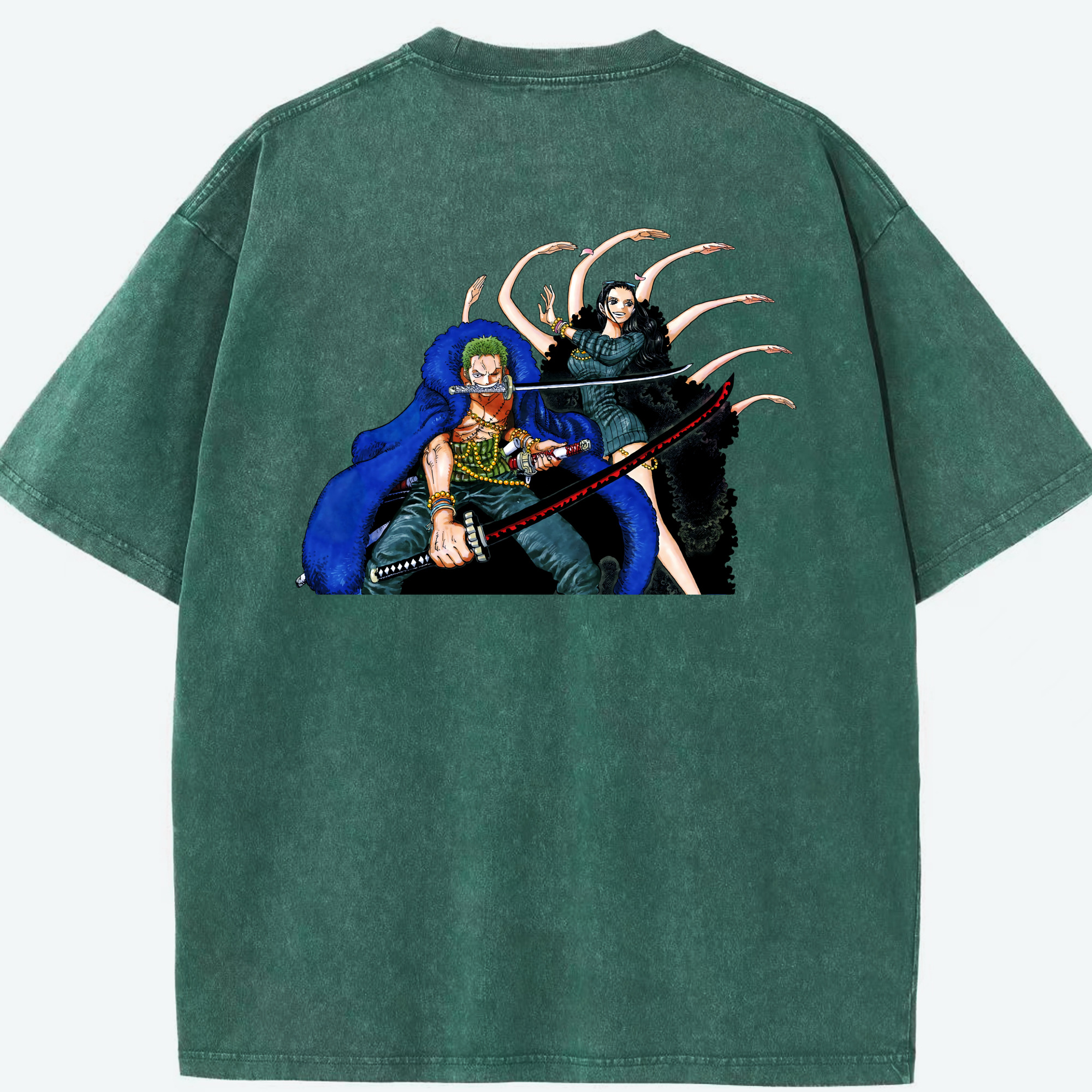 ワンピース ロロノア・ゾロ ONE PIECE Roronoa Zoro 綿100% ヴィンテージ風 半袖Tシャツ（背面プリント）
